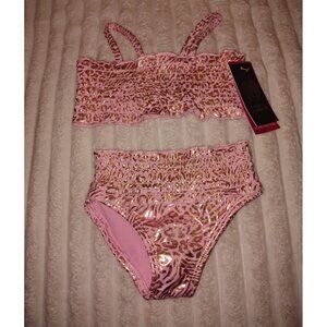 Vince Camuto Two Piece SwimSuit Toddler Girls Size 2T New with Tags Pink Gold